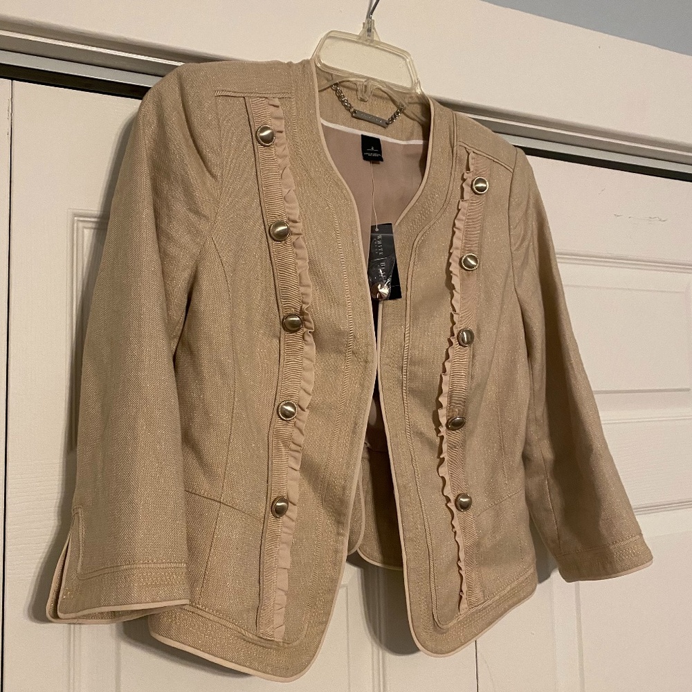 White House Black Market Shimmer Linen Jacket Size 2 NWT